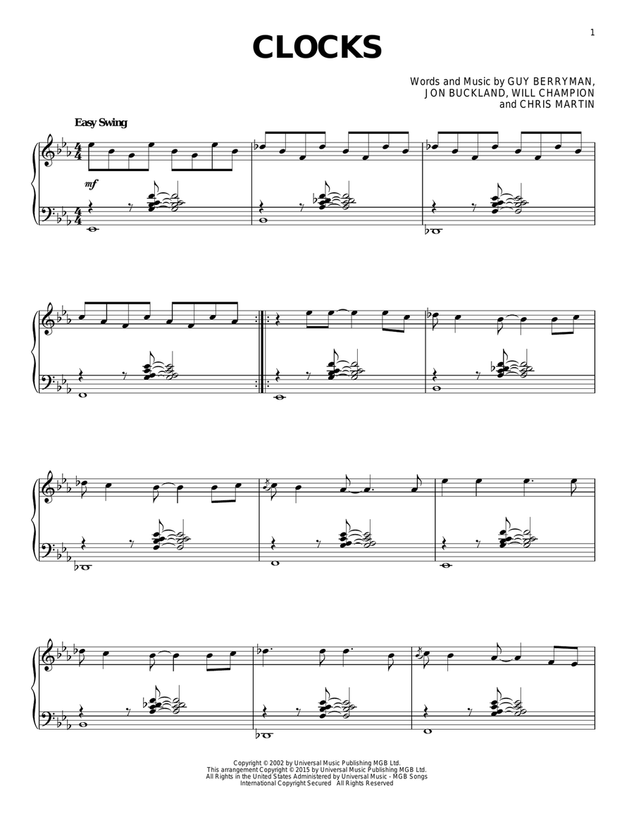 Clocks coldplay piano discount