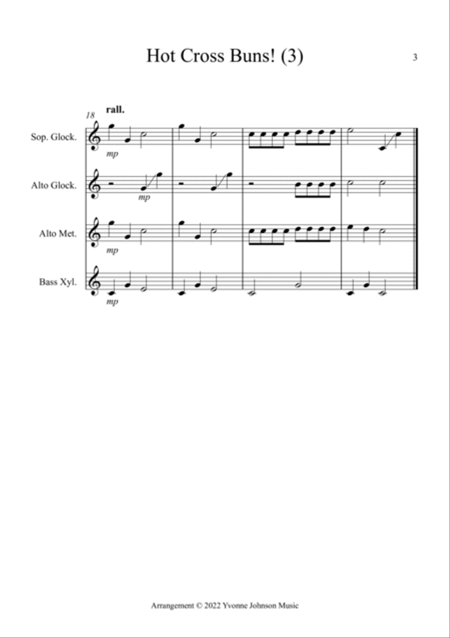 Hot Cross Buns! - For Orff Ensemble Percussion Ensemble scores gallery preview page 3
