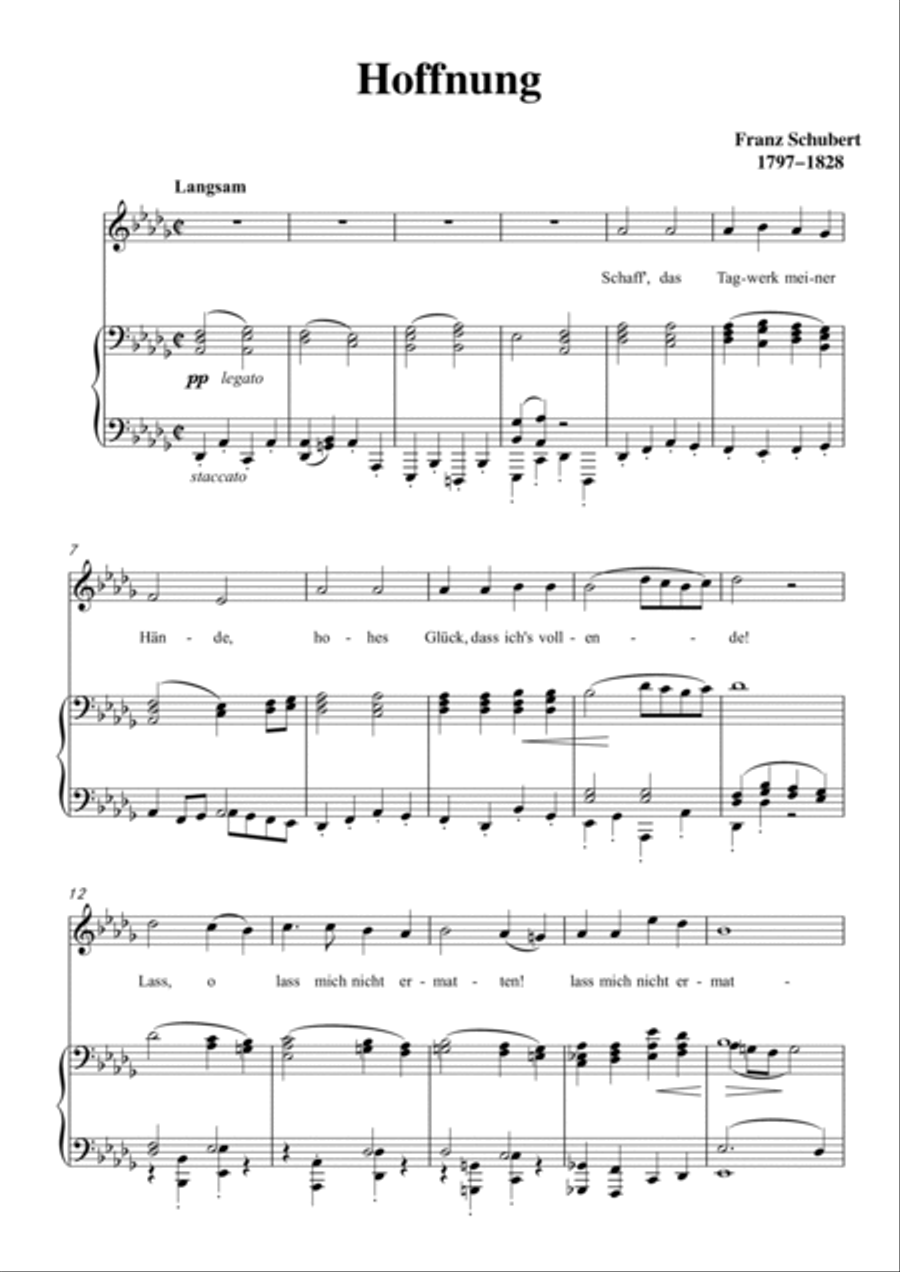 Schubert-Hoffnung in bD for Vocal and Piano Piano, Vocal scores gallery preview page 2