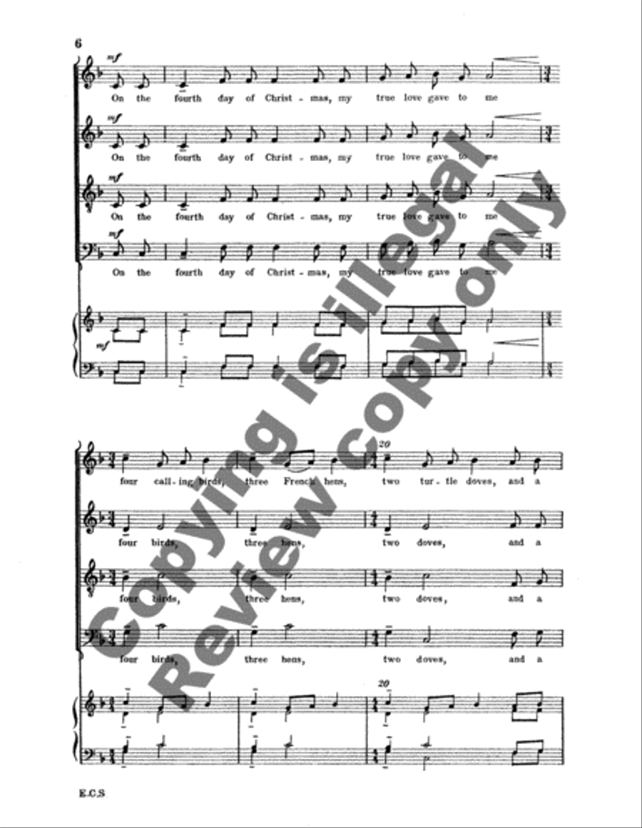 The Twelve Days of Christmas 4-Part scores gallery preview page 6