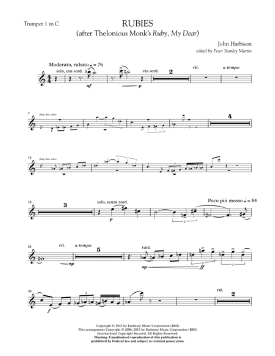 Rubies (After Thelonious Monk's 