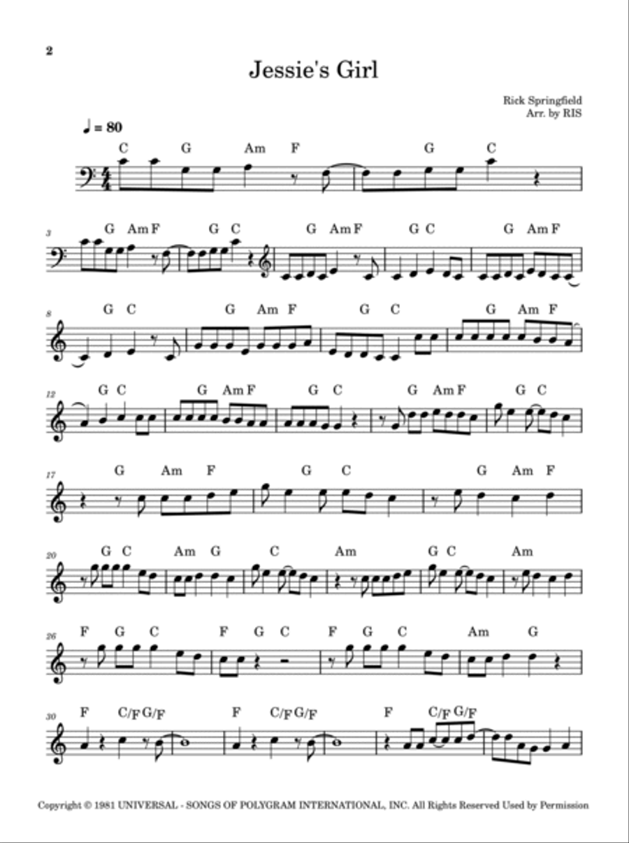 Jessie's Girl Easy Piano scores gallery preview page 2