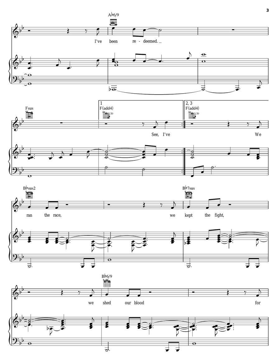Conquerors Piano, Vocal, Guitar scores gallery preview page 3