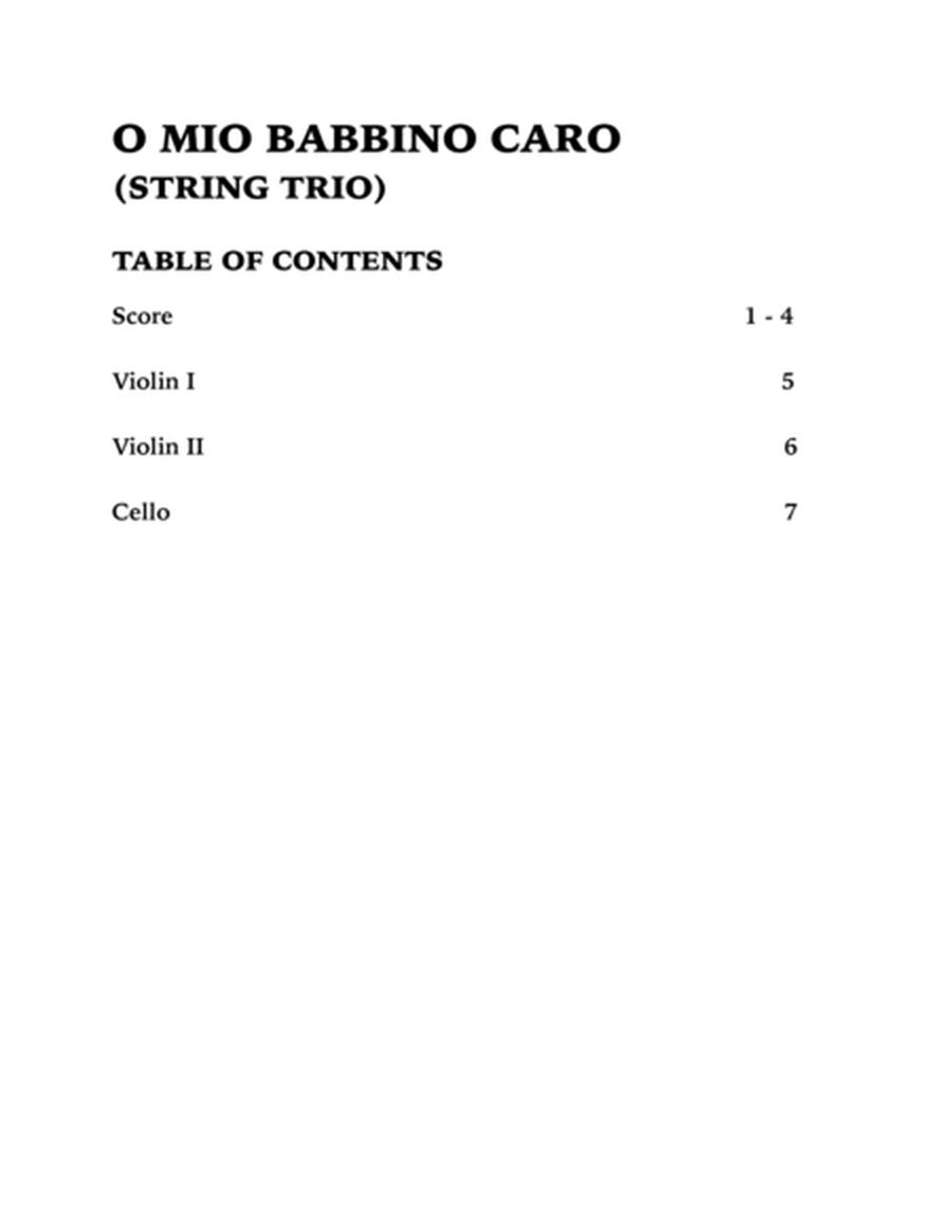 O Mio Babbino Caro (String Trio): Two Violins and Cello image number null