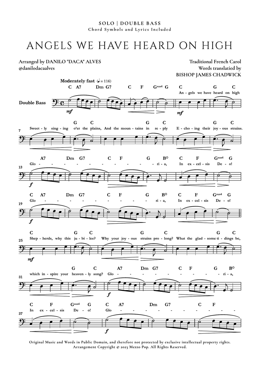 Angels We Have Heard On High Double Bass scores gallery preview page 1