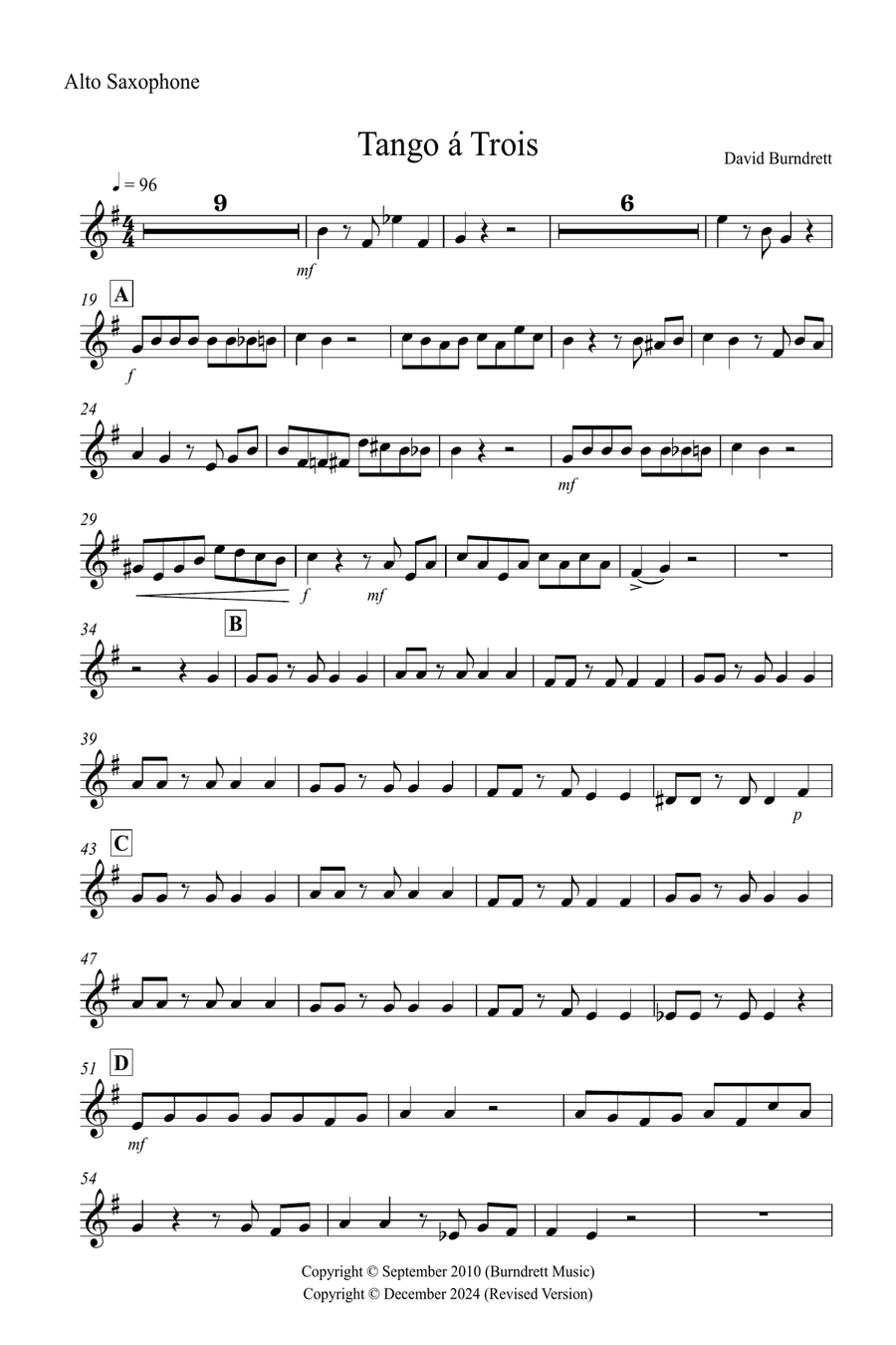 Tango a Trios for Clarinet, Alto Saxophone and Trombone Trio Small Ensemble scores gallery preview page 6