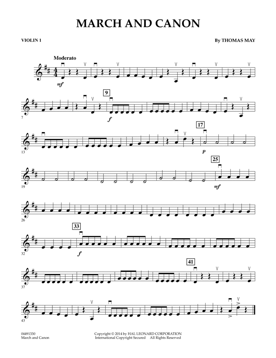 March and Canon - Violin 1 Orchestra scores gallery preview page 1