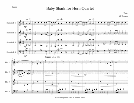 Baby Shark Horn Quartet by Traditional - French Horn Quartet - Digital  Sheet Music