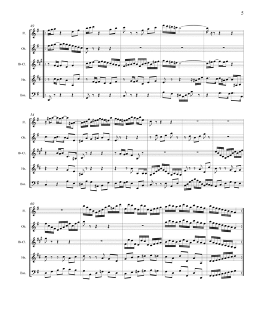 Goldberg Variations, BWV 988, Aria and Variations 1 - 5 Woodwind Quintet scores gallery preview page 5