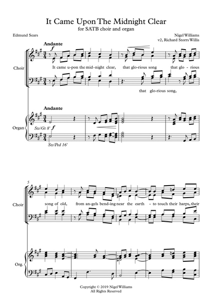 It Came Upon The Midnight Clear, for SATB Choir and Organ image number null