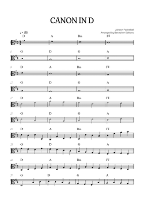 Pachelbel Canon in D • viola sheet music with chords