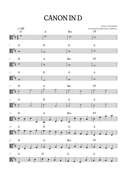 Pachelbel Canon in D • viola sheet music with chords image number null