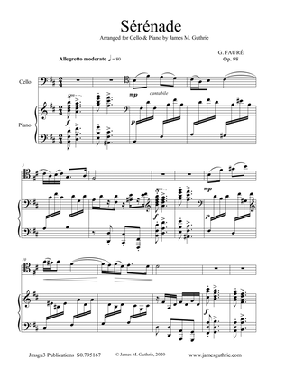 Fauré: Sérénade Op. 98 for Cello & Piano