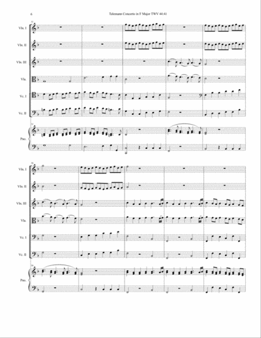Telemann Concerto Grosso - Vivace TWV 44:41 Chamber Orchestra scores gallery preview page 6