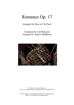Romance Op. 17 arranged for Horn in F and Piano