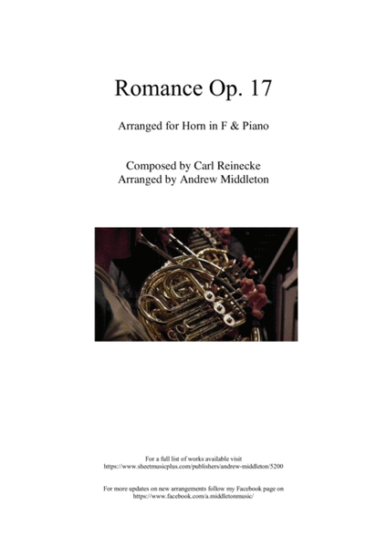 Romance Op. 17 arranged for Horn in F and Piano image number null
