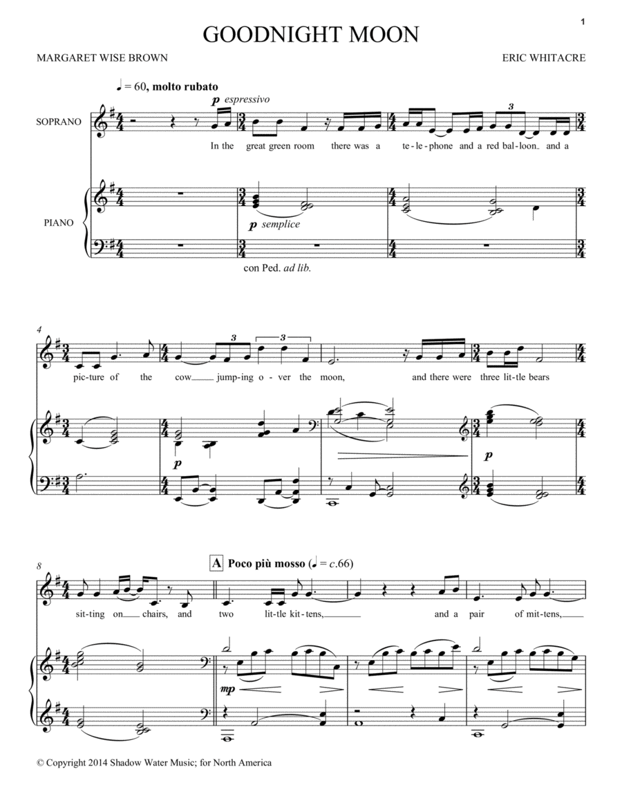 Goodnight Moon Soprano Voice scores gallery preview page 1