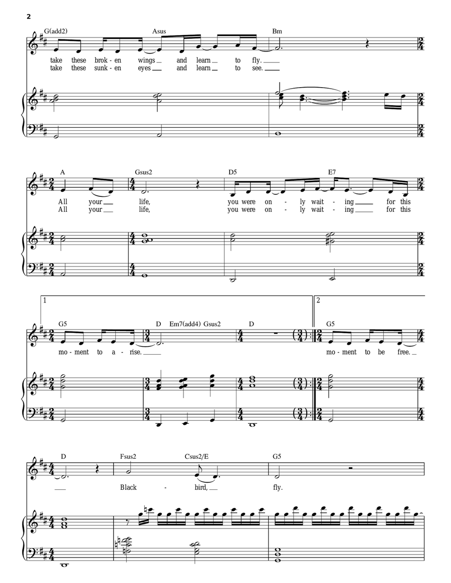 Blackbird (from Across The Universe) Piano, Vocal scores gallery preview page 2