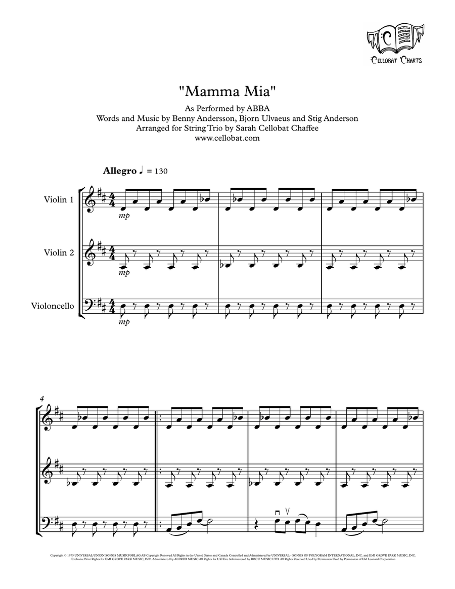 Mamma Mia String Trio scores gallery preview page 1