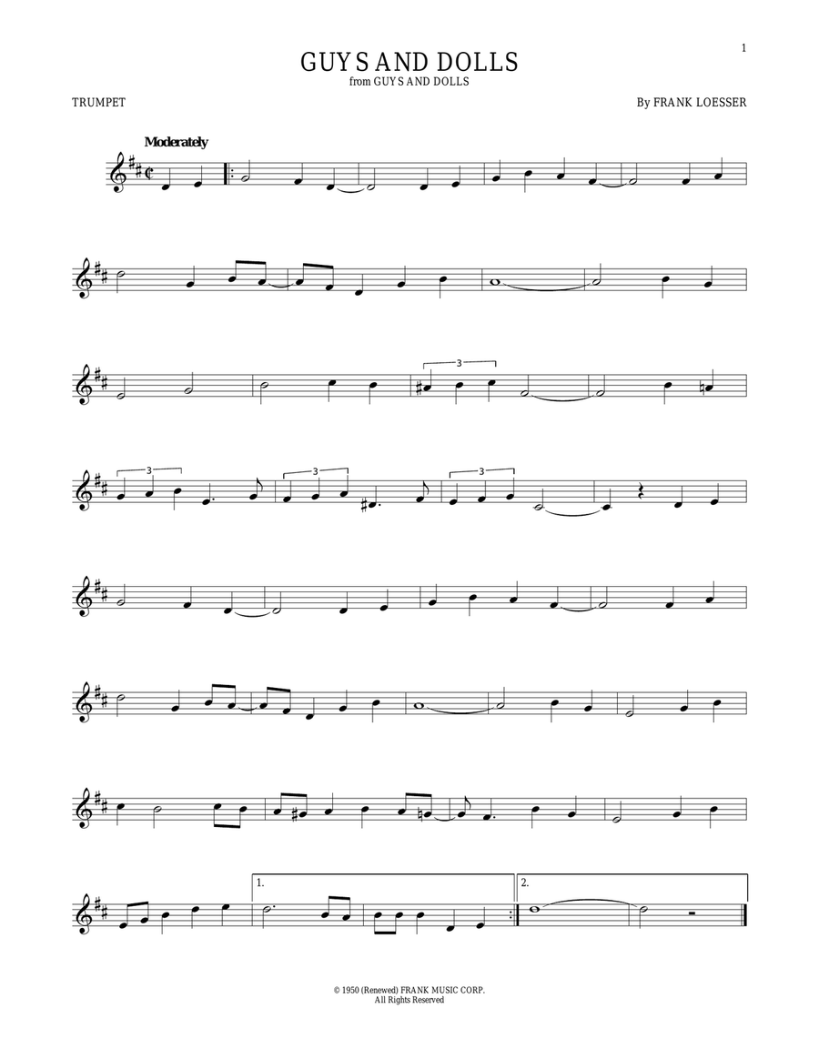 Guys And Dolls Trumpet Solo scores gallery preview page 1