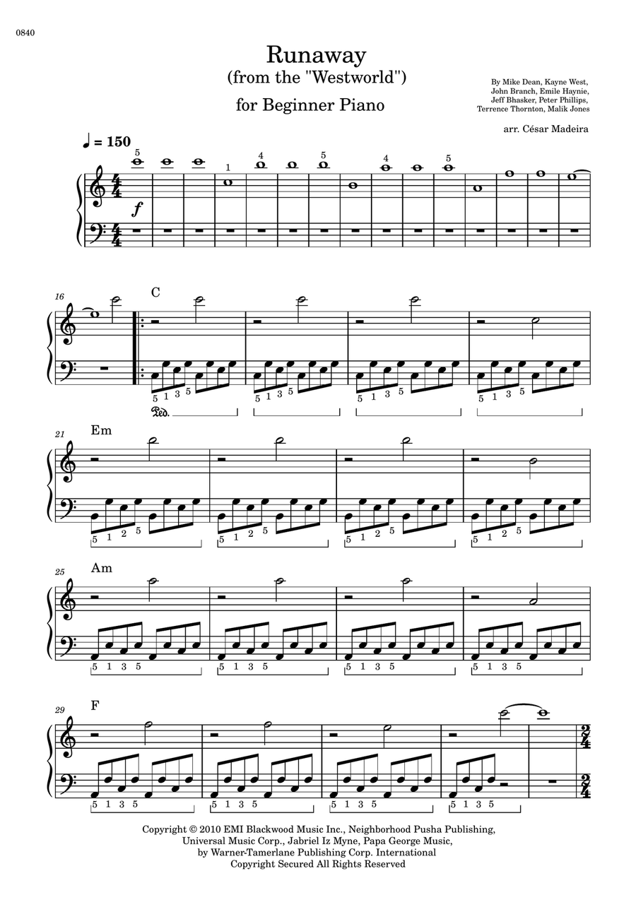 Runaway Easy Piano scores gallery preview page 2