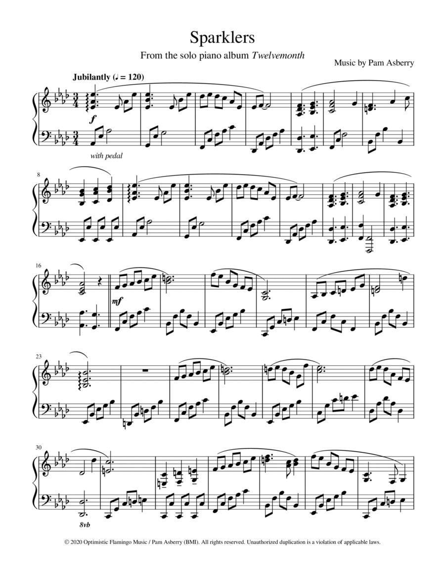 Sparklers Piano Solo scores gallery preview page 1