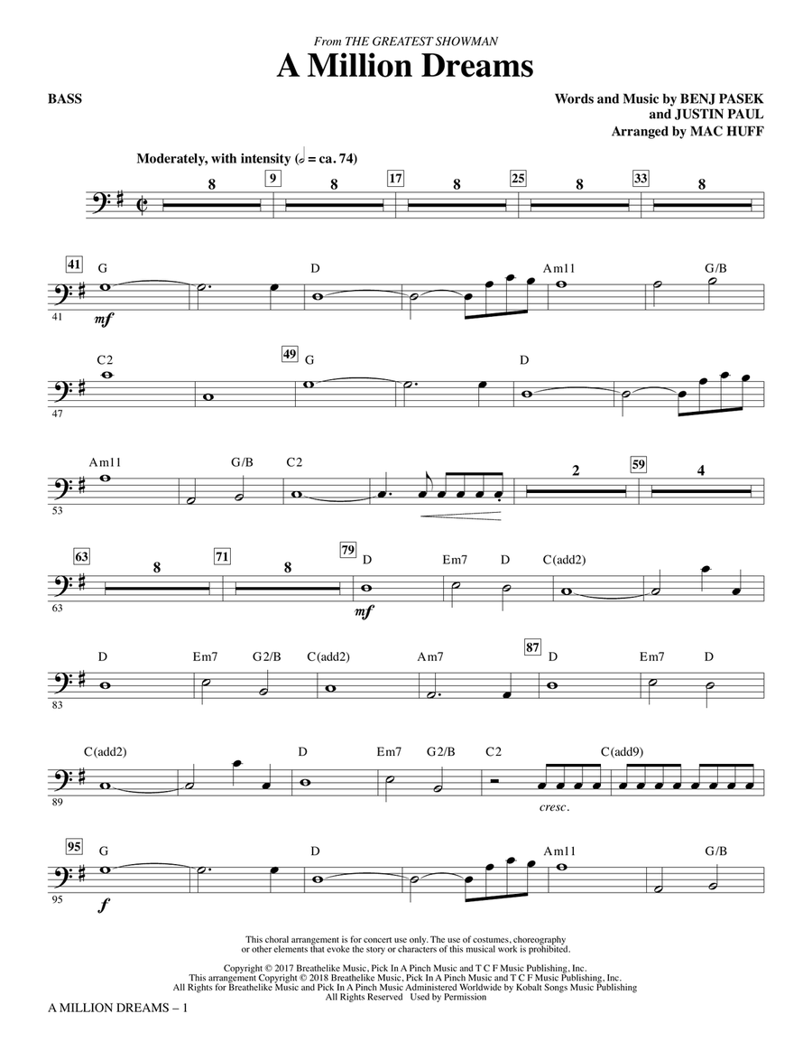 A Million Dreams (from The Greatest Showman) (arr. Mac Huff) - Bass