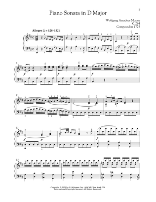 Book cover for Piano Sonata In D Major, K. 284