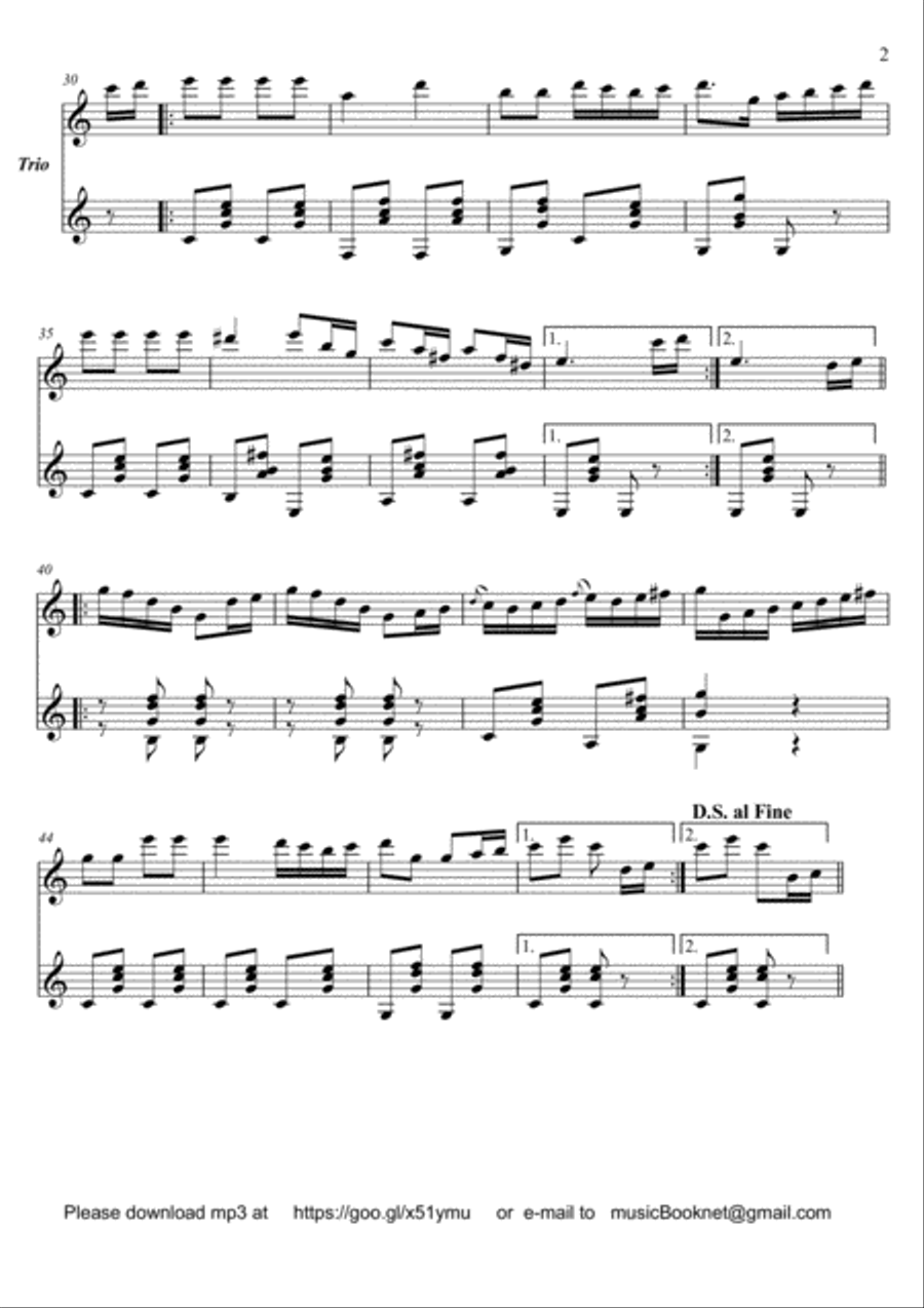 Easy Flute Guitar duets by Giuliani 74-4 Flute scores gallery preview page 2