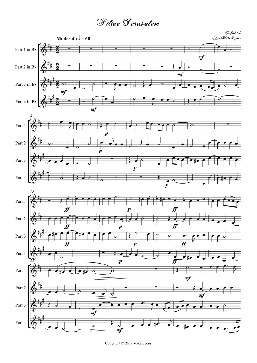 Filiae Jerusalem - Giovanni Gabrieli (Brass Quartet) Brass Quartet scores gallery preview page 3