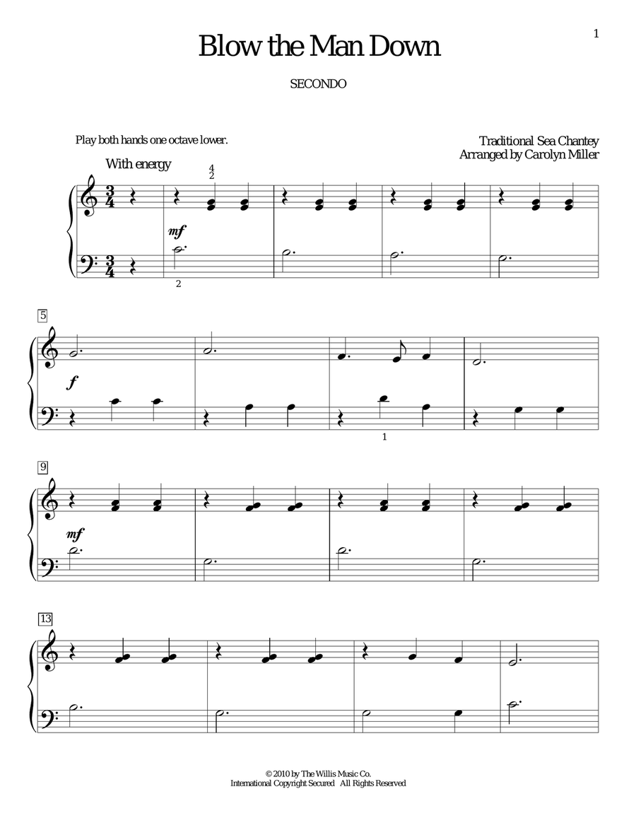 Blow The Man Down by Traditional Sea Shanty Piano Duet Digital Sheet Music Sheet Music Plus