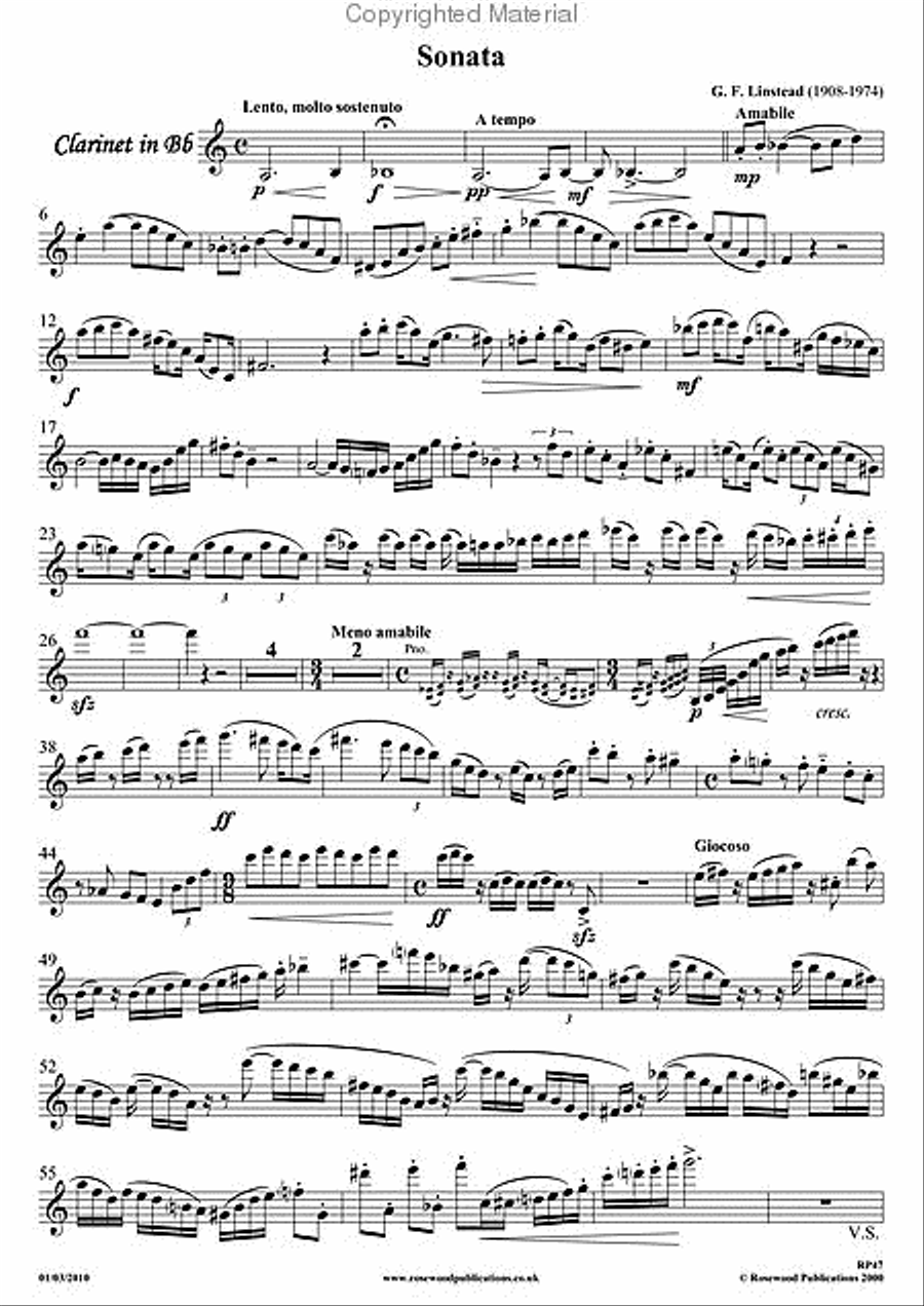 Sonata Clarinet Solo scores gallery preview page 3
