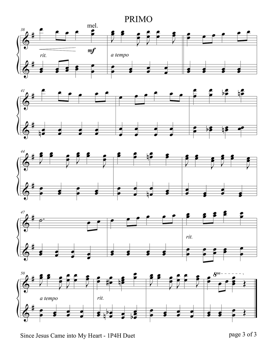 Since Jesus Came into My Heart (1 Piano, 4 Hands Duet) 1 Piano, 4-Hands scores gallery preview page 4