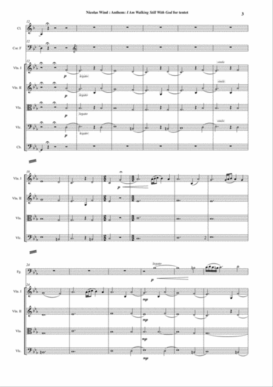 Nicolas Wind: Anthem: I am Walking Still With God for wind quintet and string quintet Woodwind Quintet scores gallery preview page 3