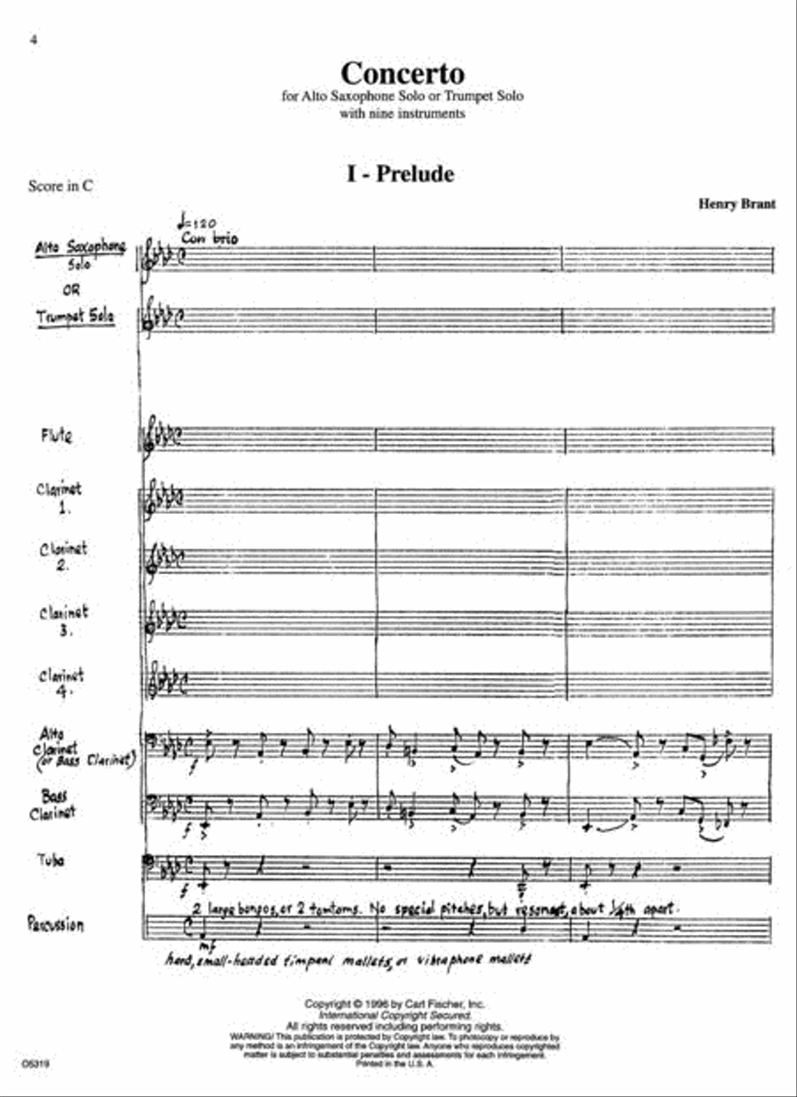 Concerto For Alto Saxophone Solo Or Trumpet Solo Bass Clarinet scores gallery preview page 2