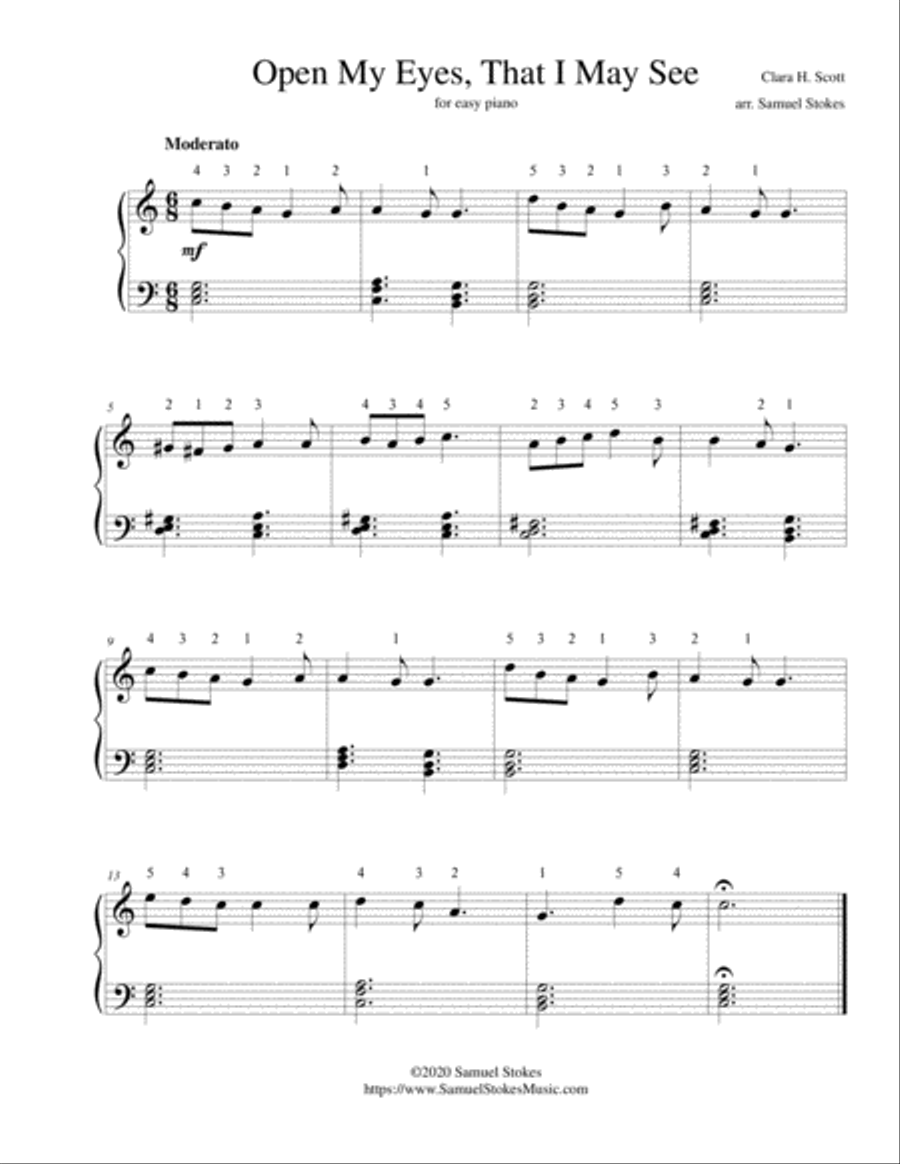 Open My Eyes, That I May See - for easy piano Easy Piano scores gallery preview page 1