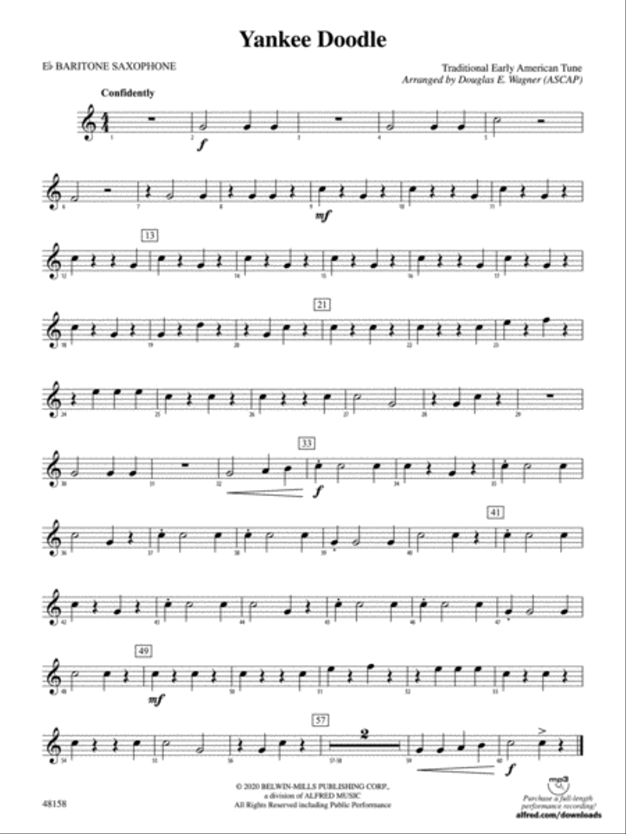 Yankee Doodle: E-flat Baritone Saxophone Concert Band scores gallery preview page 1