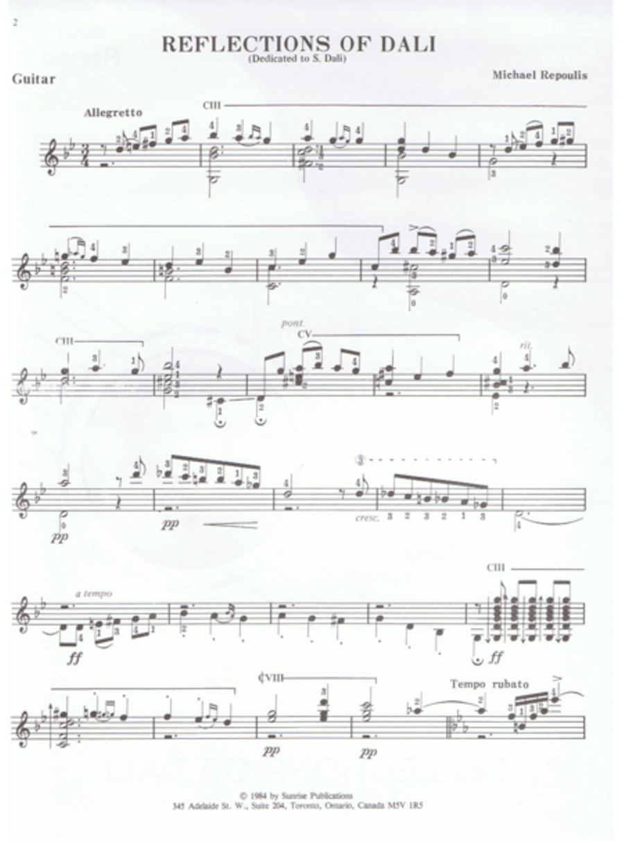 Reflections of Dali Classical Guitar scores gallery preview page 1
