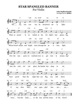 Star Spangled Banner - Violin with Chords