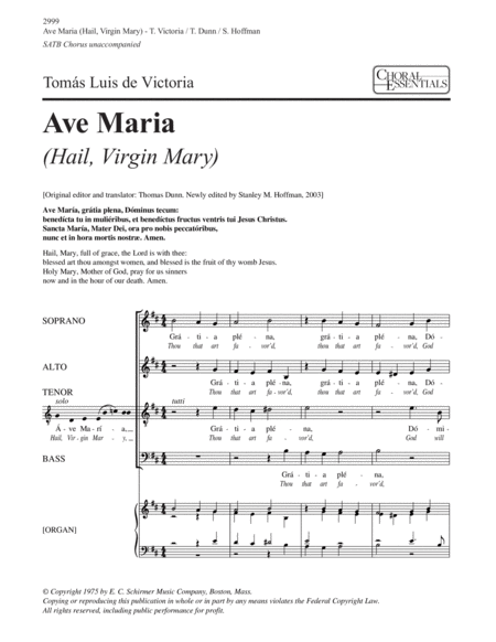 Ave Maria (Hail, Virgin Mary) (Downloadable)