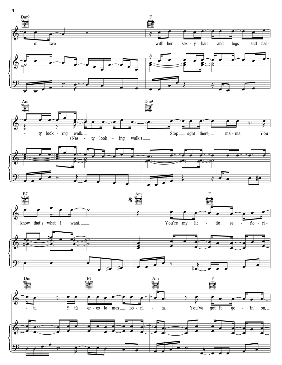 Señorita Piano, Vocal, Guitar scores gallery preview page 4