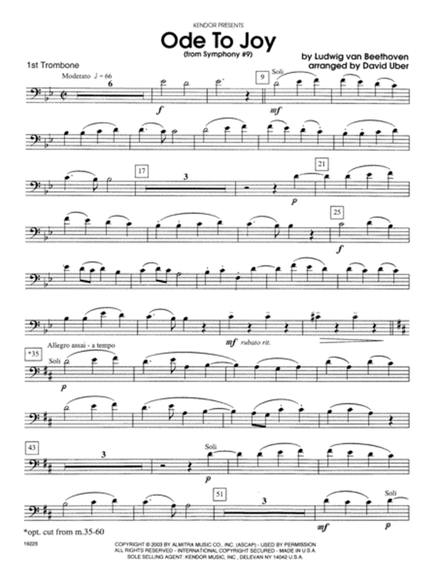Ode To Joy (From Symphony #9) - 1st Trombone