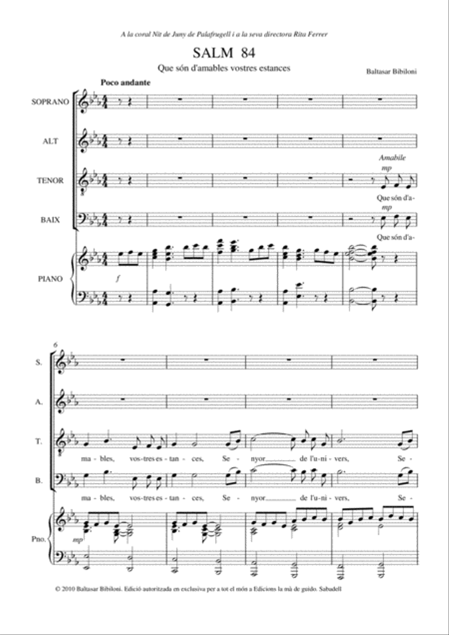 Salm 84: Que són d'amables les vostres estances 4-Part scores gallery preview page 5