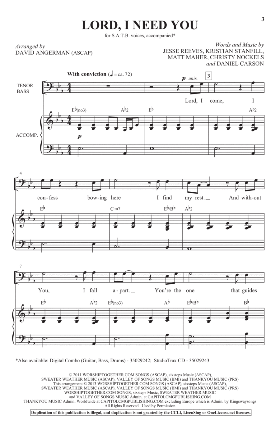 Lord, I Need You (arr. David Angerman)