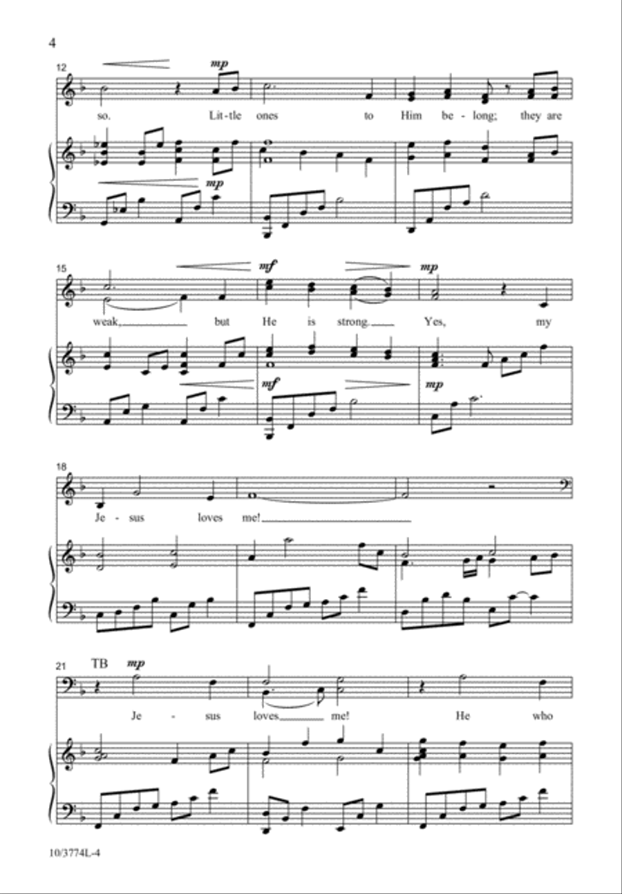 Yes, My Jesus Loves Me 4-Part scores gallery preview page 4