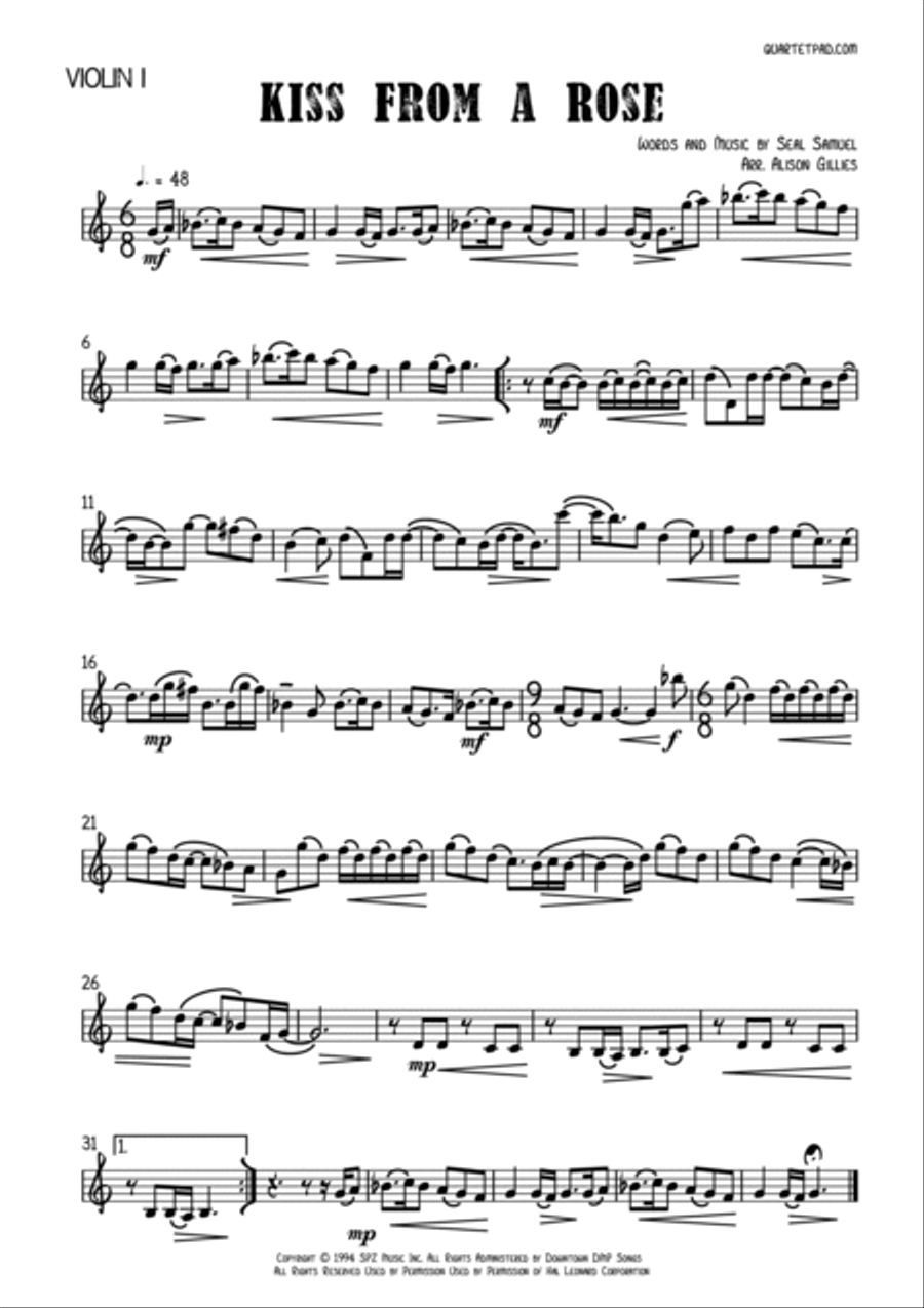 Kiss From A Rose String Quartet scores gallery preview page 4