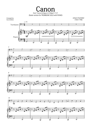"Canon" by Pachelbel - EASY version for TROMBONE SOLO with PIANO