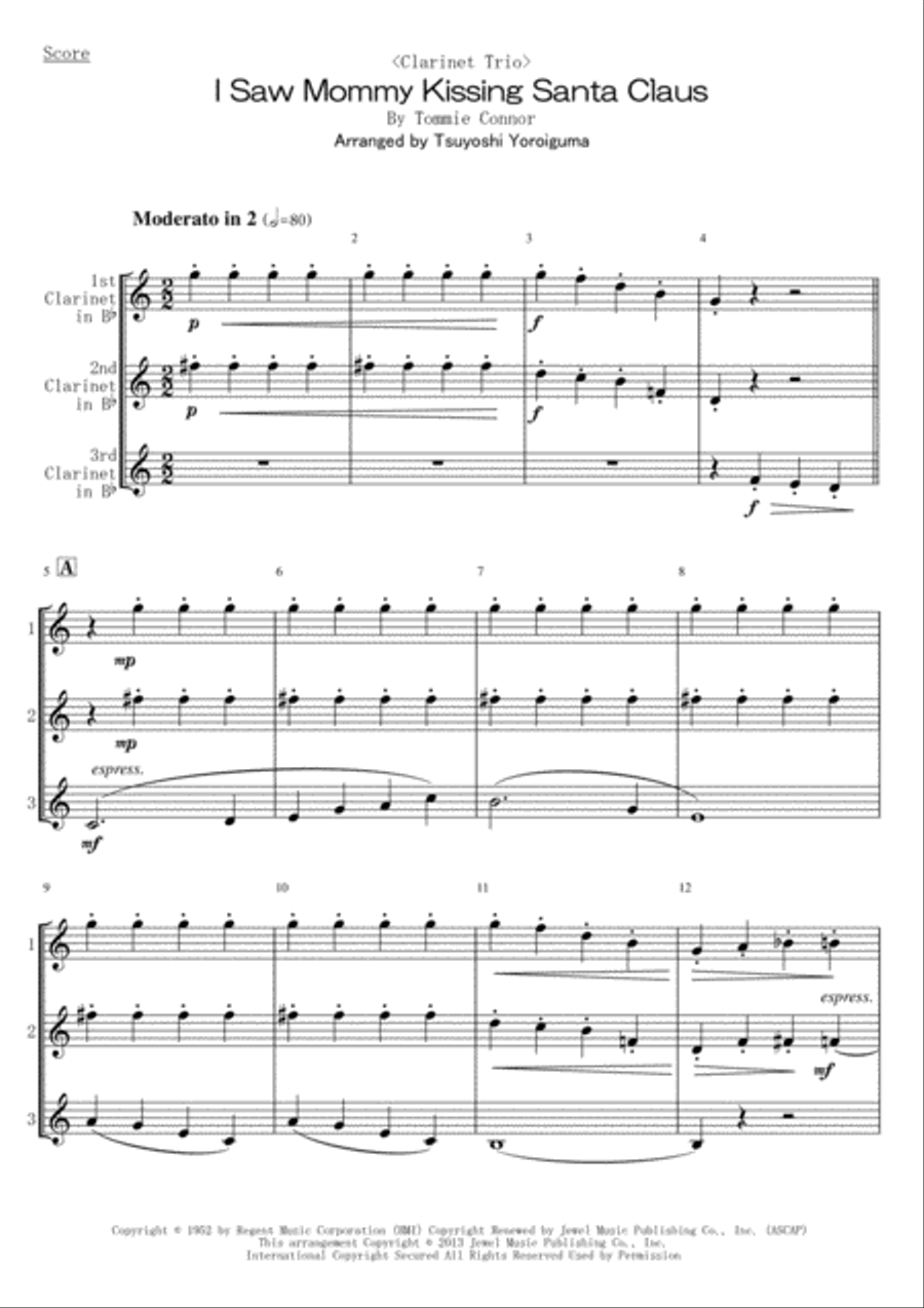 I Saw Mommy Kissing Santa Claus Woodwind Trio scores gallery preview page 1