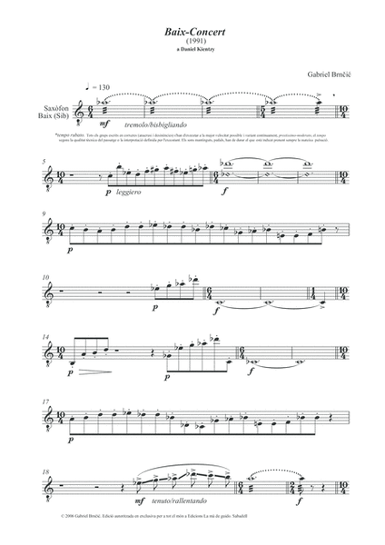 Baix-Concert Baritone Saxophone - Digital Sheet Music