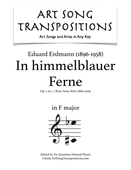 ERDMANN: In himmelblauer Ferne, Op. 3 no. 1 (transposed to F major)